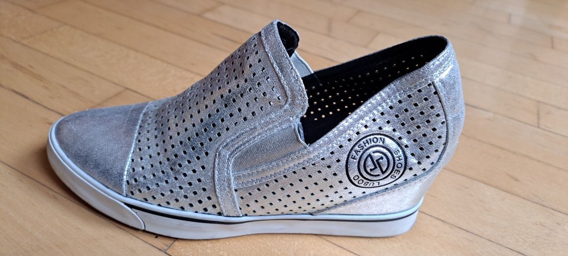 Buty damskie Lu Boo, rozm.39 srebrne  sneakersy