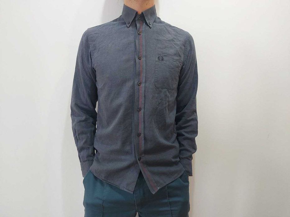 Fred Perry fioletowa męska koszula długi rękaw bawelna rozmiar XS