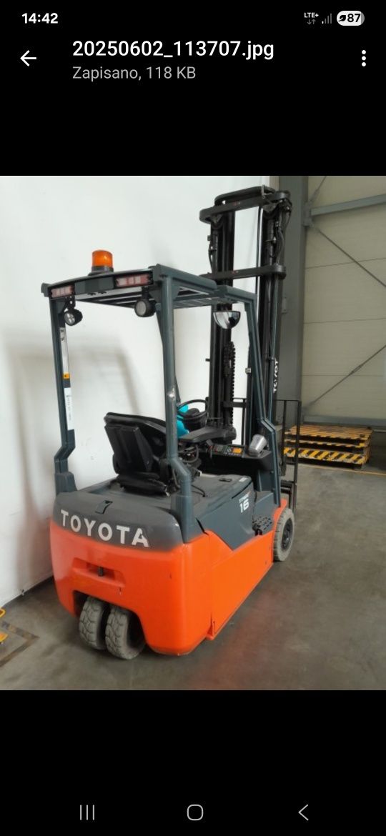 Toyota 8FBE16T rok 2020 triplex 7 m