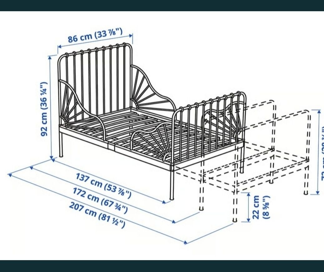 Łóżko dziecięce Ikea Minnen białe z regulowaną długością