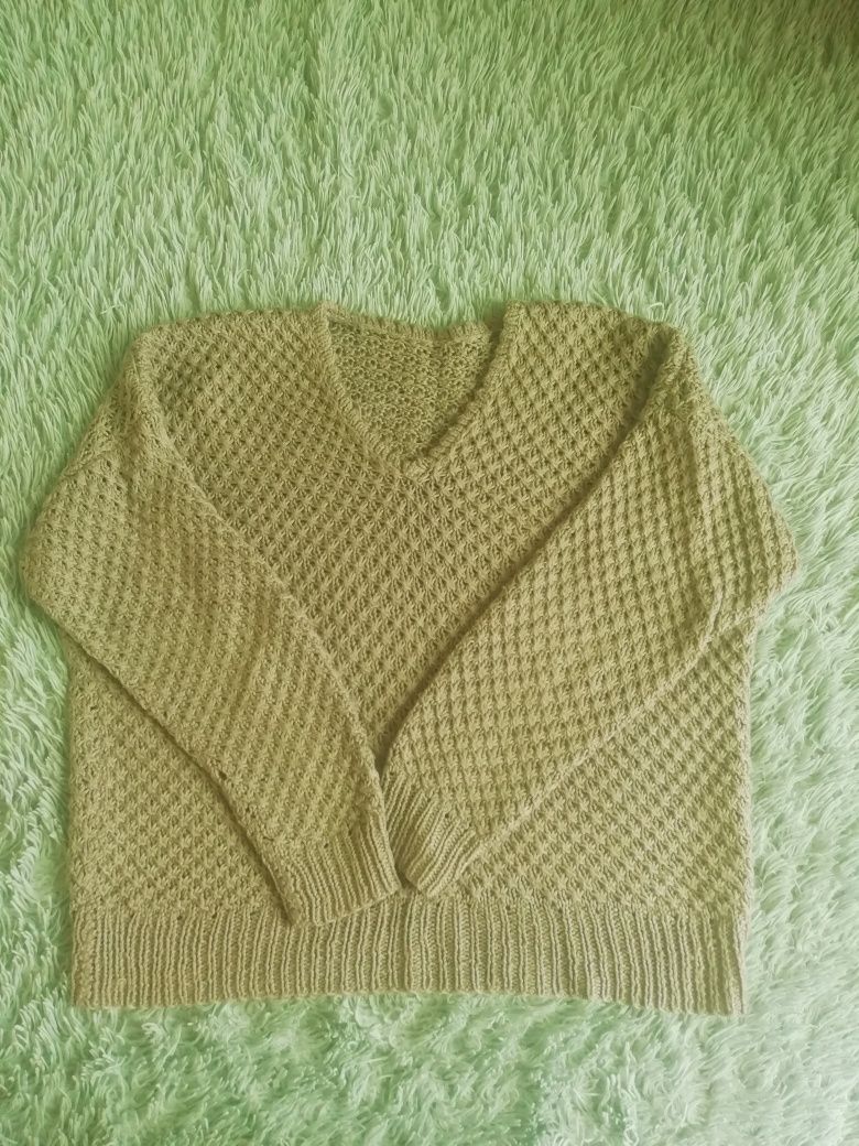 Sweterek robiony na drutach szary S/M