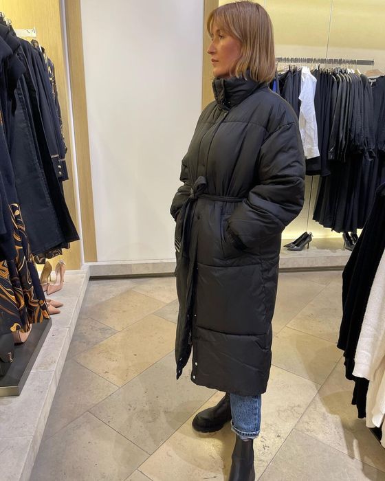 Новий довгий пуховик пальто mango