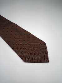 Corneliani brązowy jedwabny krawat w kwadraty ulu86