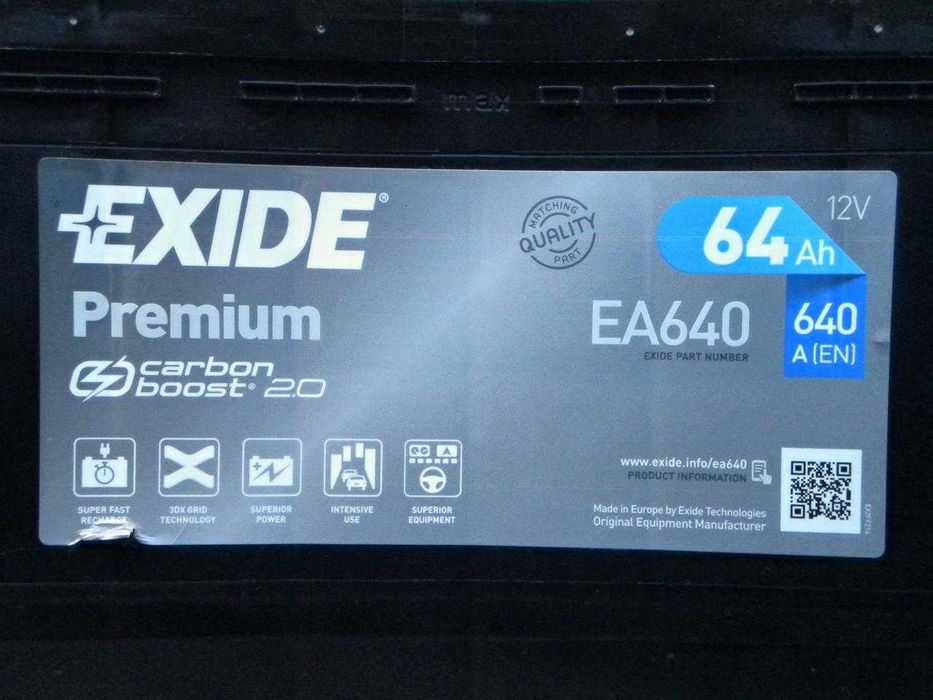 (2 шт) MERCURY 62Ah 580A та EXIDE Premium 64Ah 640A (Carbon Boost 2.0)