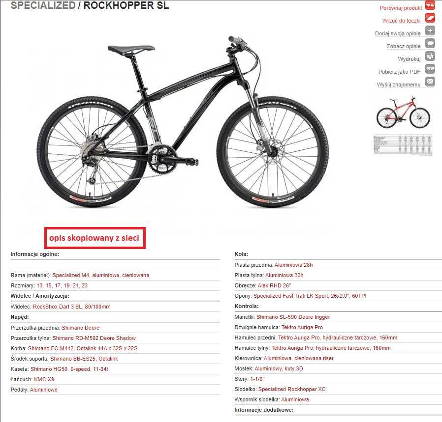Sprzedam rower Specialized / Rockhopper SL