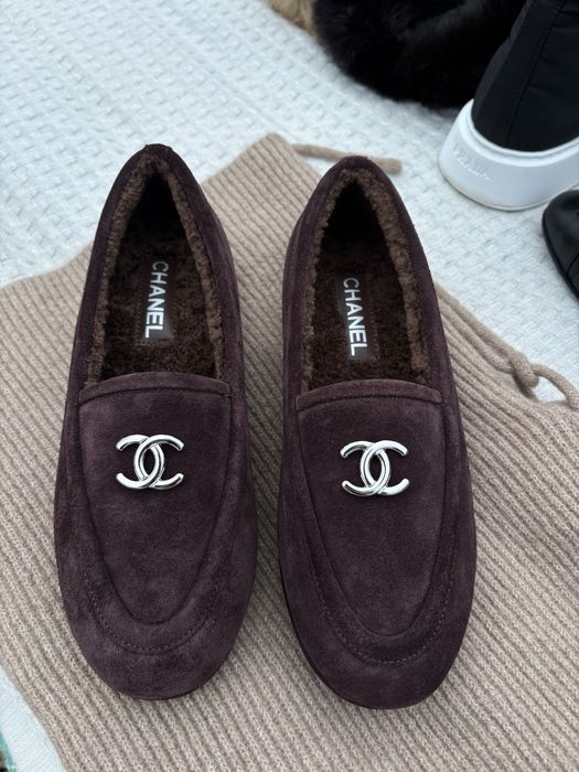 Chanel czekoladowe mokasyny buty