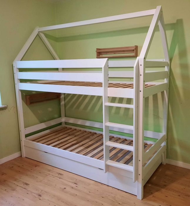 Łóżko piętrowe dla dzieci domek PAWEŁ i GAWEŁ z szufladą Agata