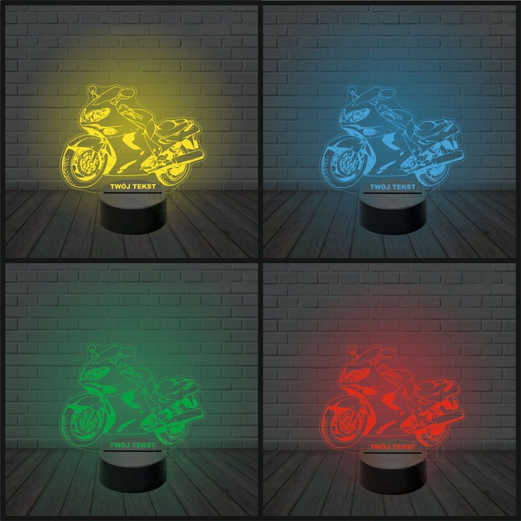 Lampka nocna na biurko 3d led imię MOTOR ŚCIGACZ