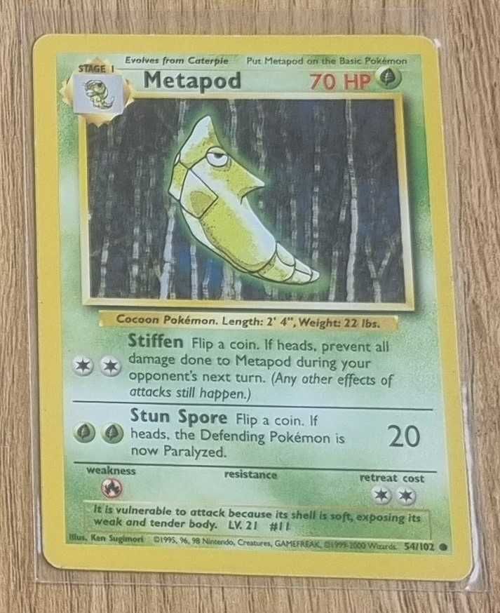 Karta Pokemon TCG z pierwszej serii - Base Set - Metapod 54/102