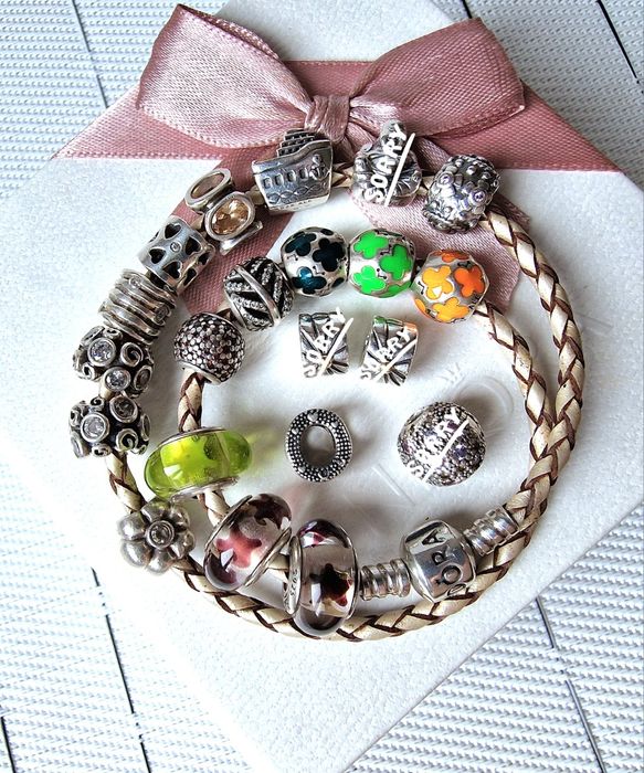 Contas da Pandora Corações Plumas Flores Muranos barco