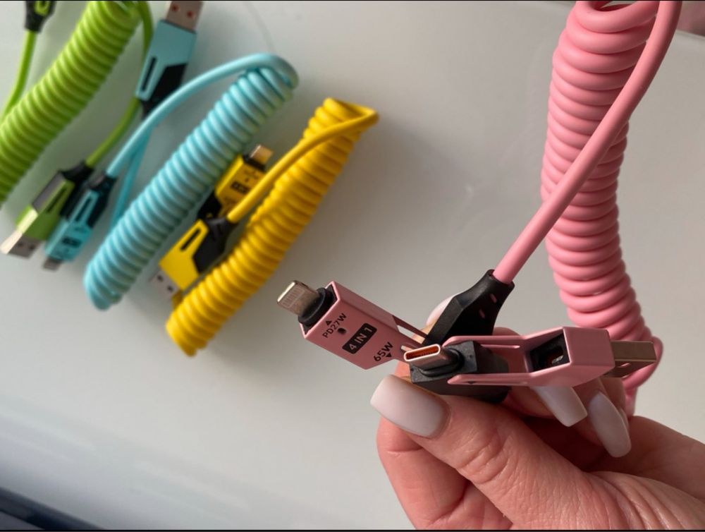 Кабель пружина type c Lightning usb A  PD 5 A 65w
