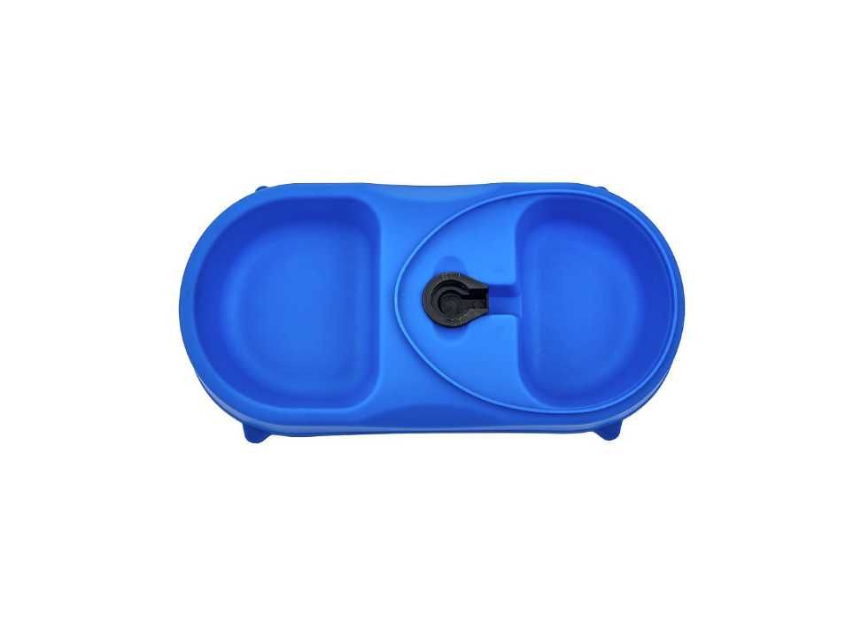 Пластиковая миска для собак/котов с поилкой pet feeder голубая