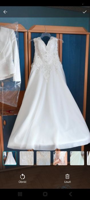 Piękna suknia ślubna A-linia + welon – rozmiar 38, jak nowa