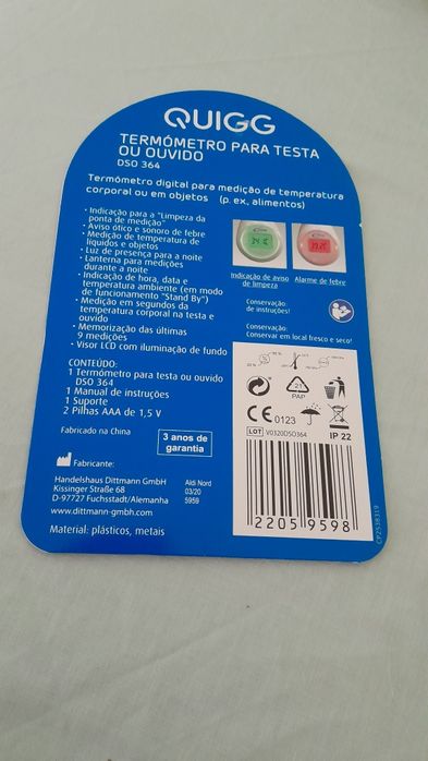 Termómetro digital testa e orelha Quigg