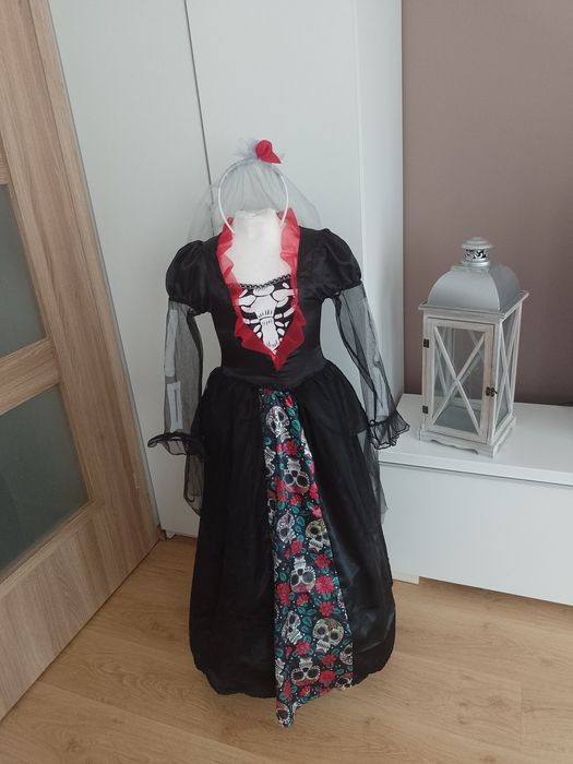 Strój karnawałowy WRÓŻKA CZAROWNICA WIEDŹMA suknia na kole 128/140 (9)