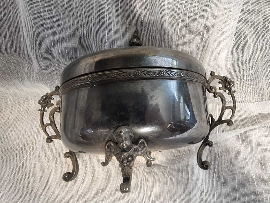 Posrebrzana cukiernica "Fragetka" Hefra PRL