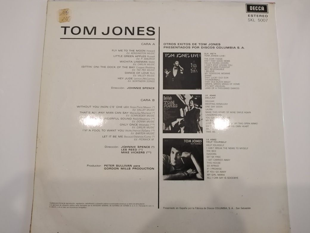 Tom Jones vinil.