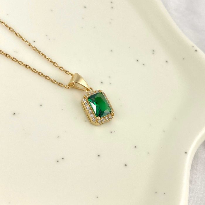 Zjawiskowa ZŁOTA zawieszka ZIELONA markiza PRÓBA 585 (14K)