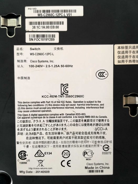 Коммутаторы 12 Poe Cisco Catalyst WS-C2960C-12PC-L безнал/гарантия