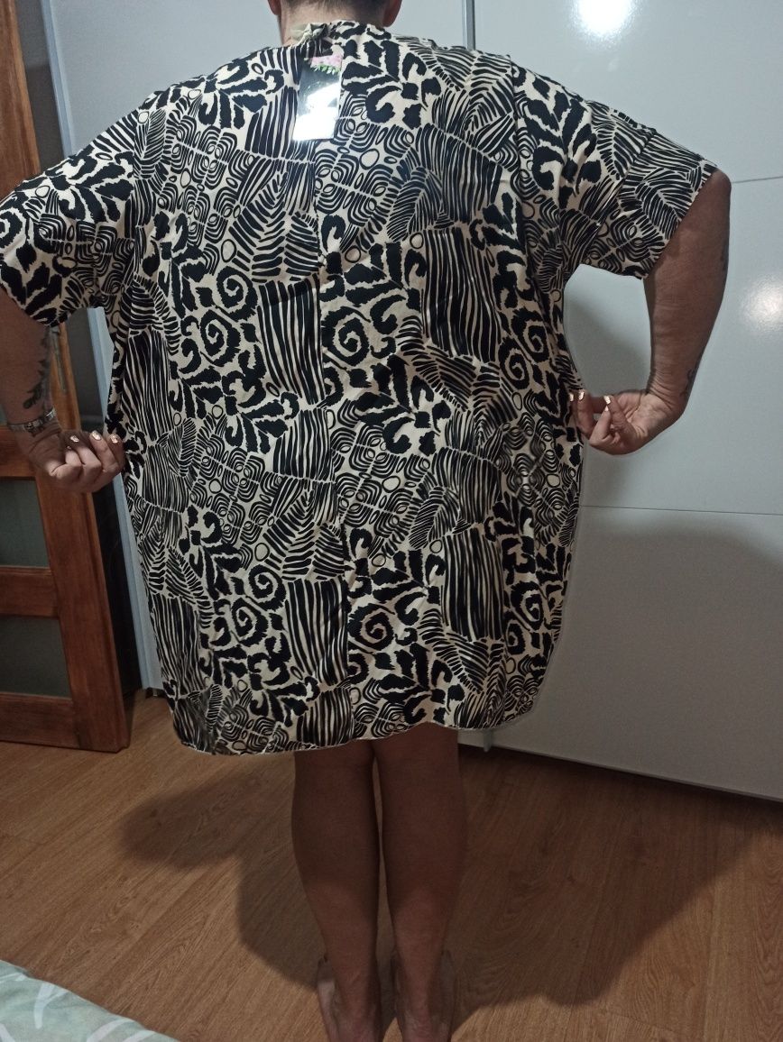 Ultra modna tunika sukienka oversize z paskiem nowa
