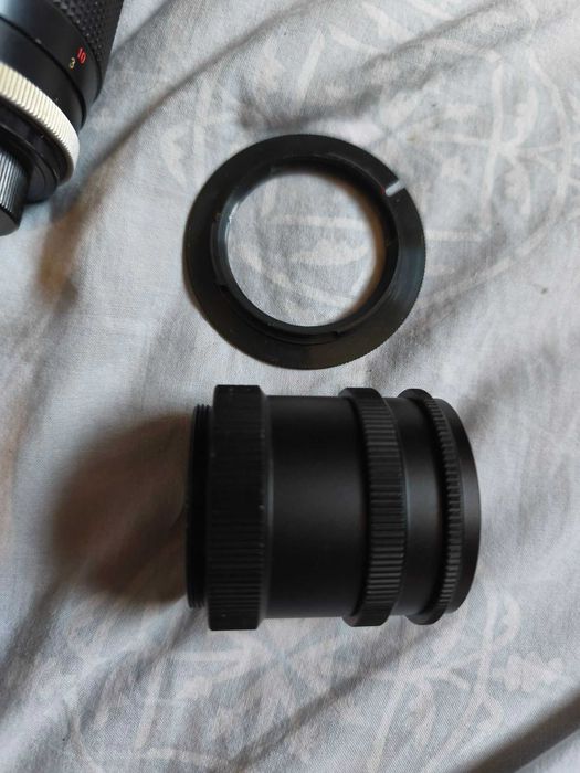Obiektyw Panagor f200 oraz pierścienie pośr. do makro i adapter SONY A
