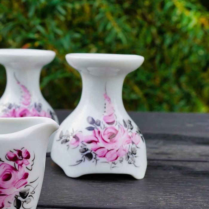 Porcelanowy świeczniczek ręcznie malowany świecznik