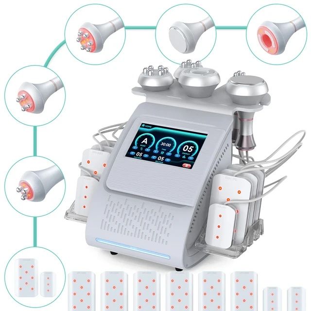 Multifunções 6 em 1: Cavitação 80k + Radiofrequência + Lipolaser