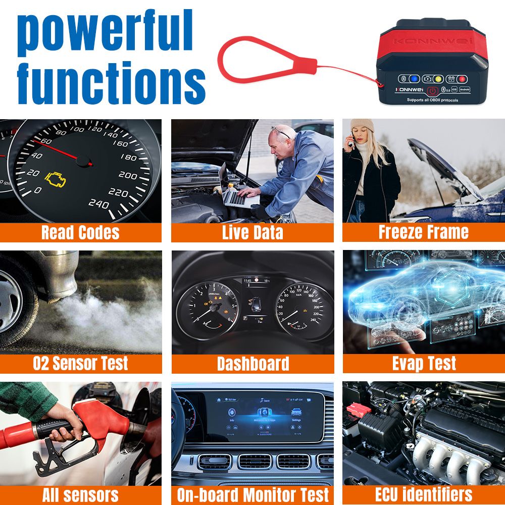 Konnwei KW905 Bluetooth 5.0 діагностичний OBD 2 сканер