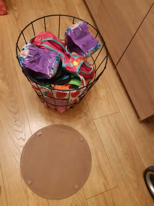 Stolik kawowy z funkcją schowka, kosz, 2w1 - czarny