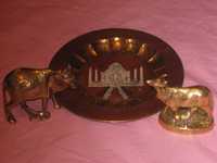 3шт: Набор Индия 70-х Чеканка латунь Статуэтки Священная корова