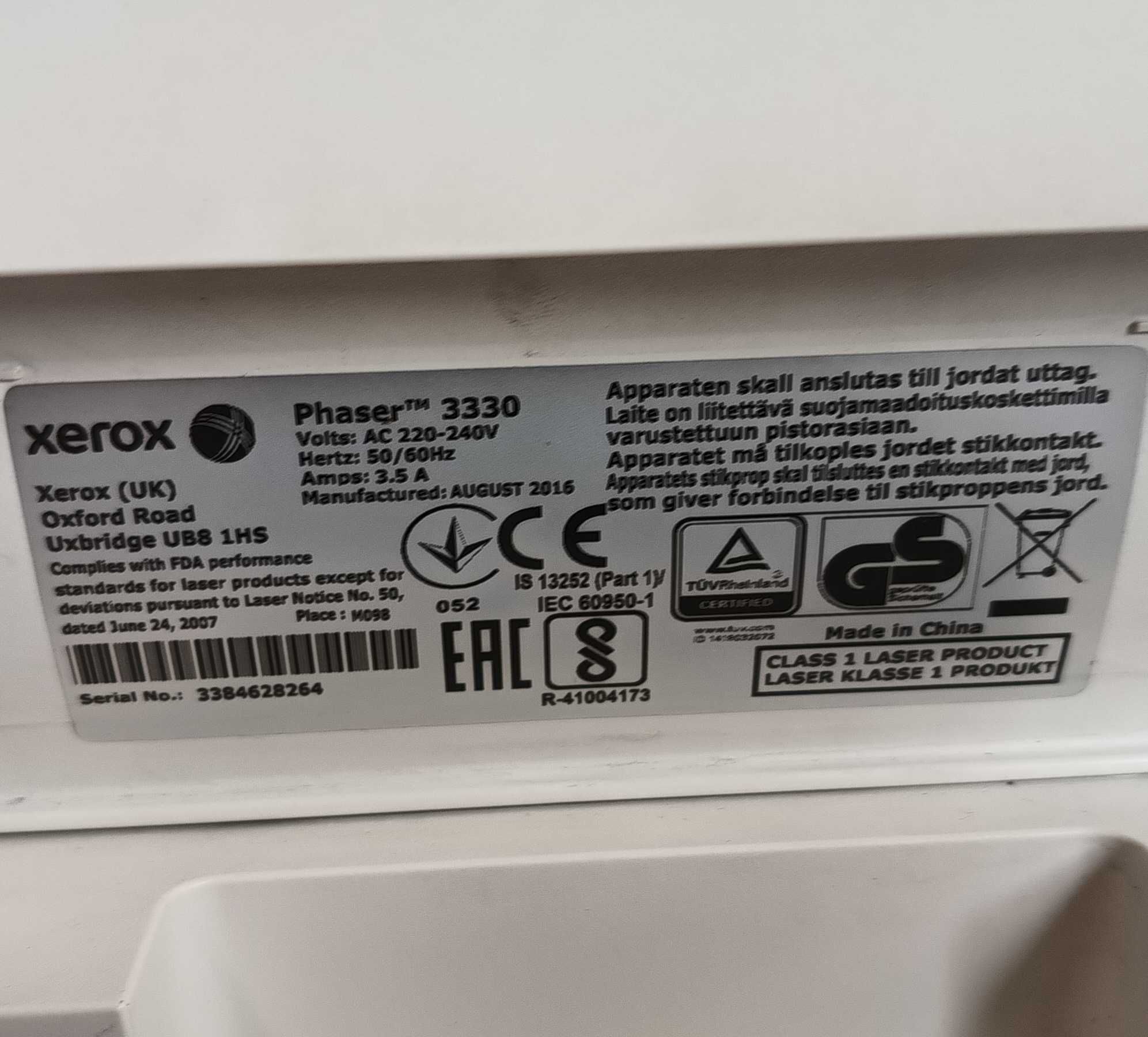 Drukarka Xerox phaser 3330 WiFi Lan tani toner z WADĄ [XEROX1]