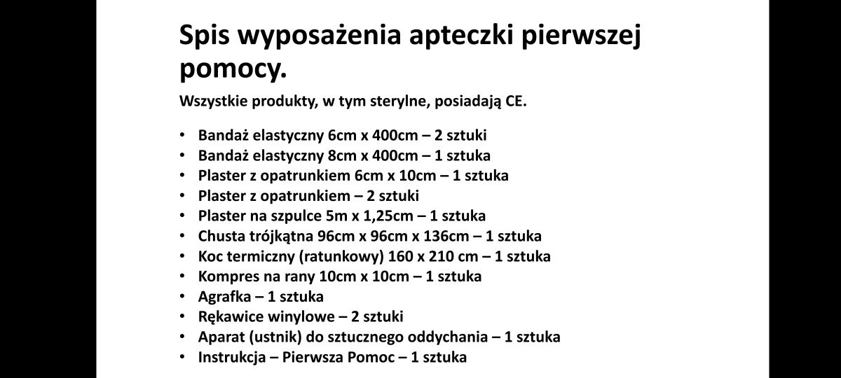 Wkład do plecaka ewakuacyjnego