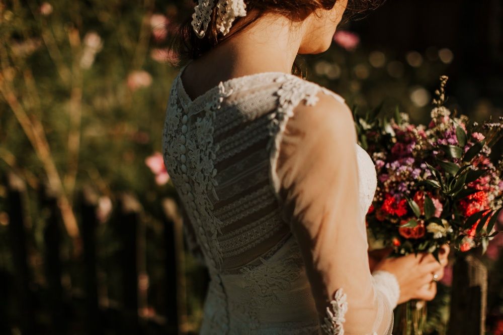 Suknia rustykalna boho Lilian West S/M 36 ślub ślubna Justin Alexander