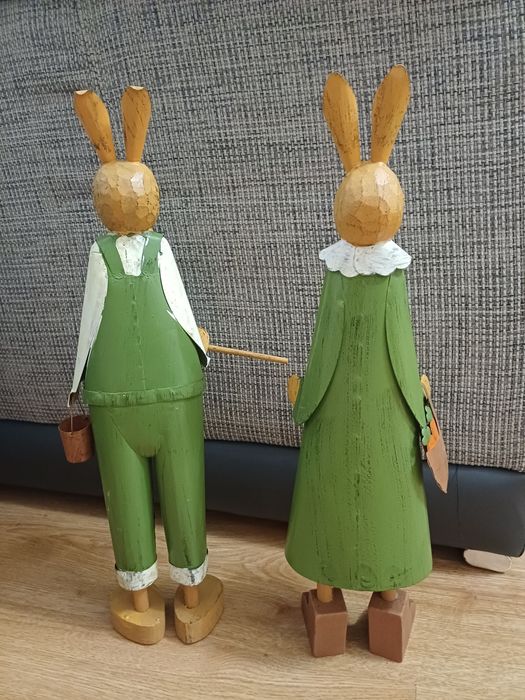 Dwa metalowe zajace ogrodowe 41cm