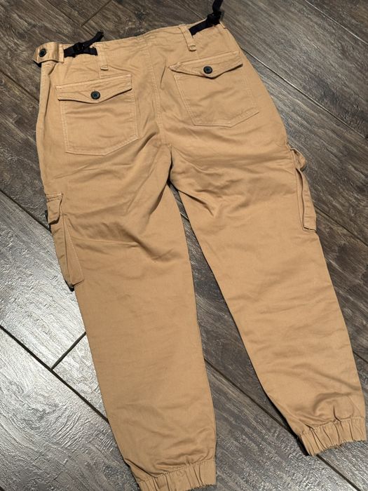 Beżowe musztardowe cargo spodnie Bershka streetwear S pants