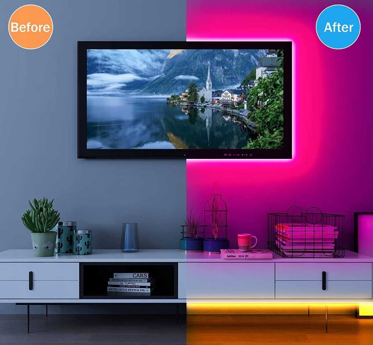TAŚMA LED 5M ledy bluetooth aplikacja NA USB do telewizora samochodu