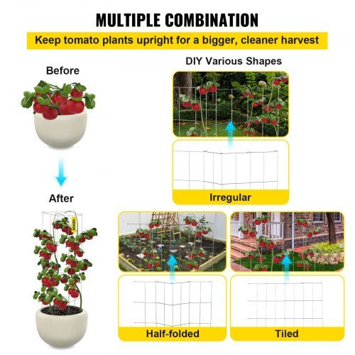 Gaiola de suporte para plantas , gaiola de tomate, 5 peças, aço quadra