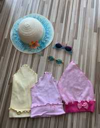 Chustki, kapelusz słomkowy i okulary przeciwsłoneczne dla dziewczynki
