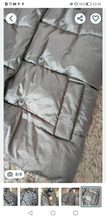 Kurtka Puchowa Srebrna ocieplana zimowa ciepła zimę  płaszcz medicine