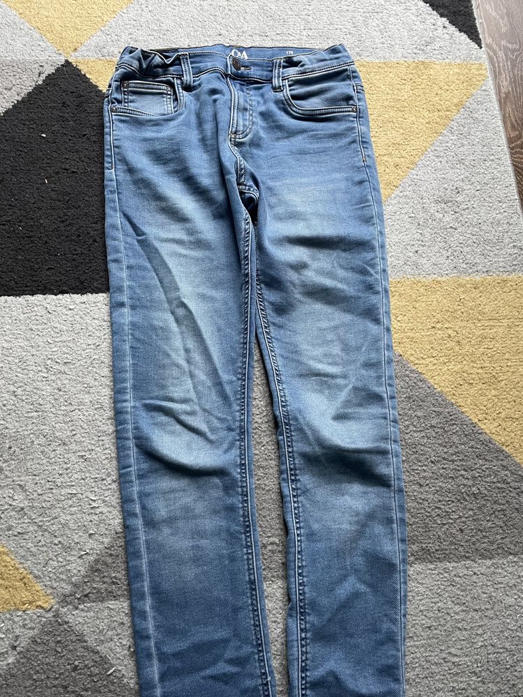 Spodnie dla chłopca jasny jeans 170, slim fit, C&A