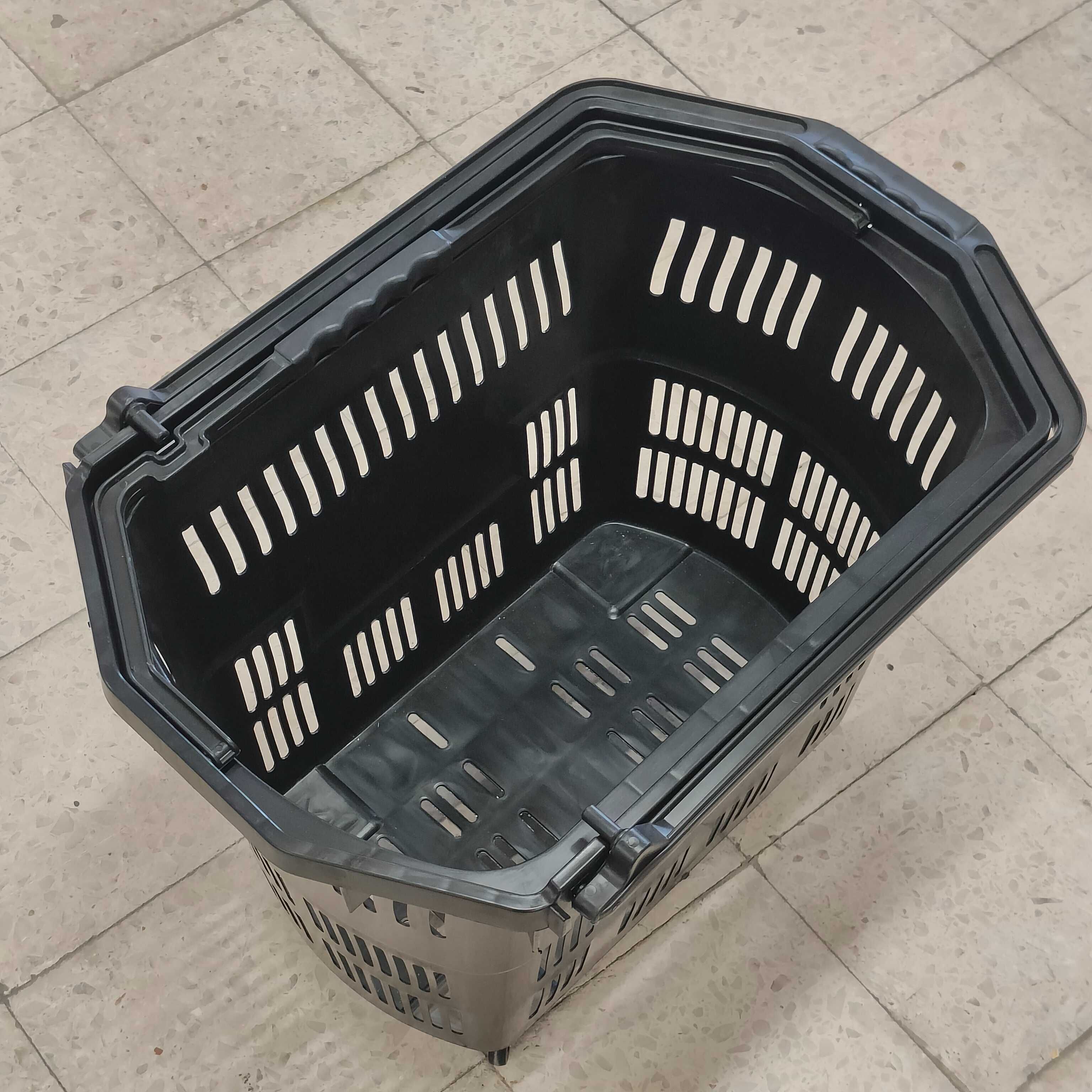 4 Cestos de compras com 4 rodas - 55L