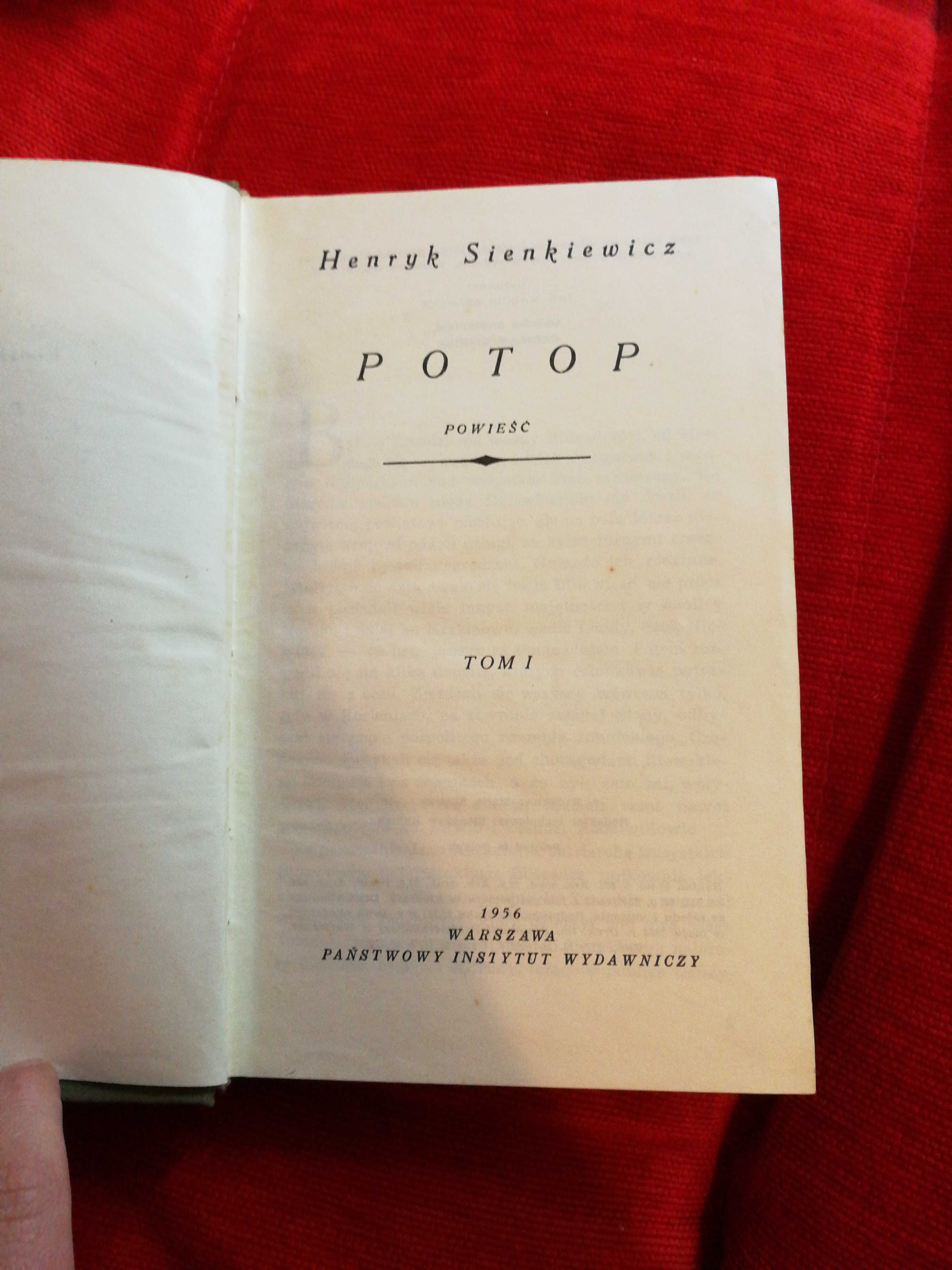 Potop. Henryk Sienkiewicz.  Tom 1 1956 państwowy instytut wydawniczy