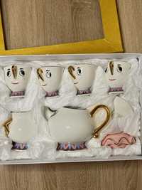 Дитячий сервіз з мультфільму набір Красуня і Чудовисько чайник і чашки