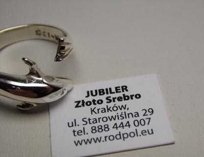 Srebrny pierścionek delfin Meksyk R.14.