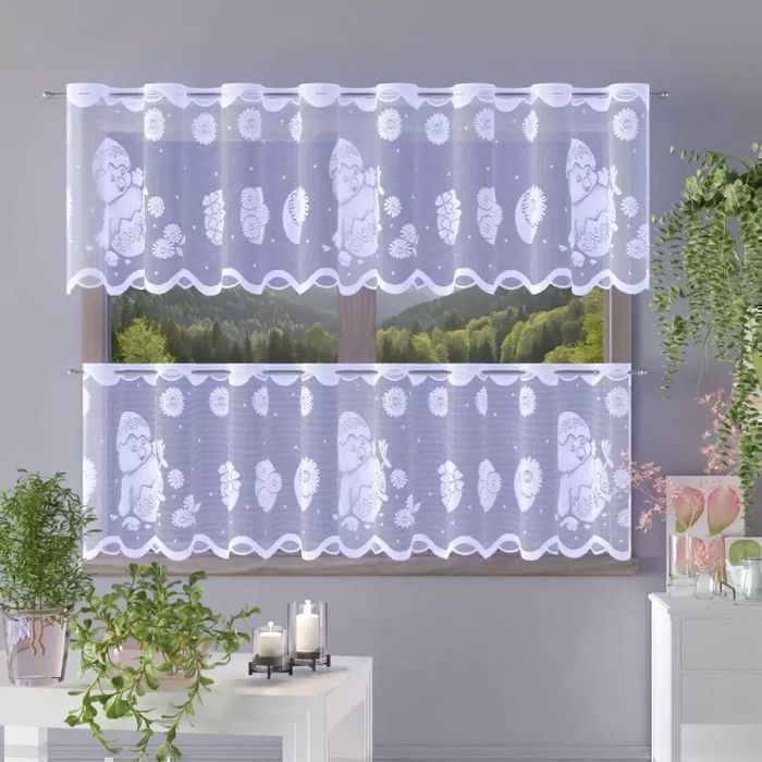 Zazdrostka żakardowa metrażowa Wielkanocna wys. 50cm biała 623655