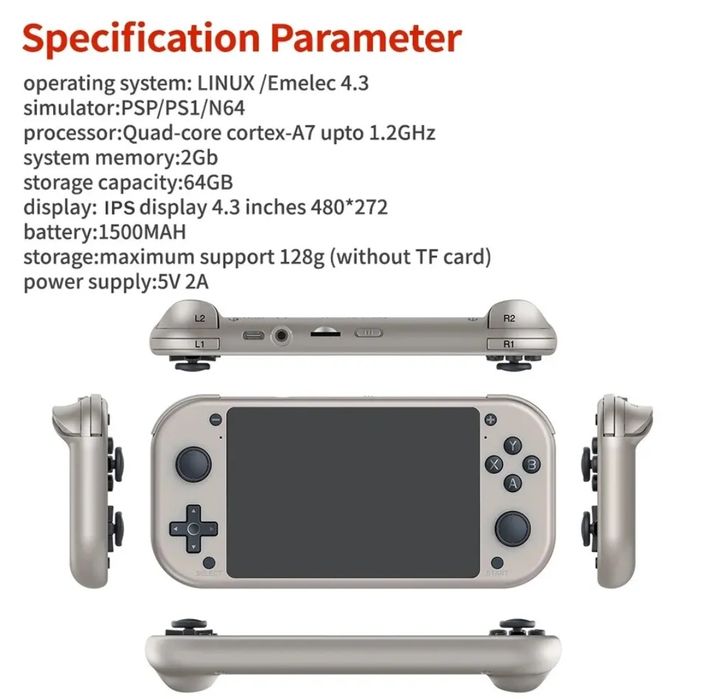 Портативная игровая консоль приставка Boyhom M17,IPS-4.3inch,128gb-SD#