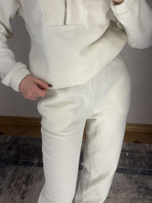 Комфортний флісовий жіночий костюм Xs/S молочного кремового кольору