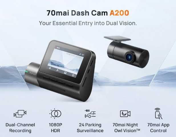 Відеореєстратор Xiaomi 70mai A200 Dash Cam Plus+ камера глобал