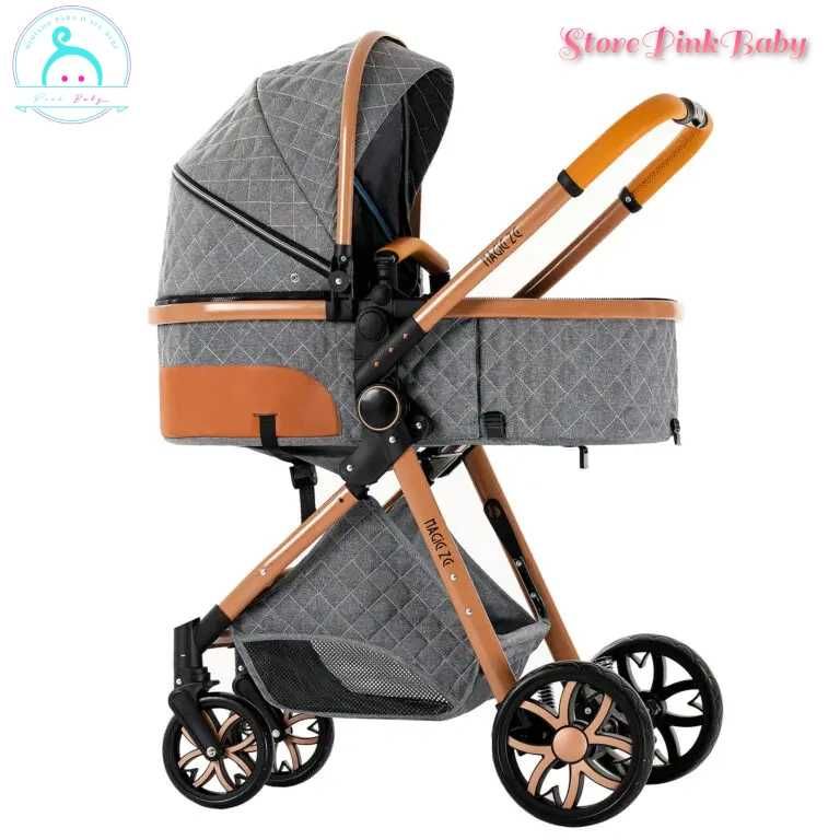 Carrinho de bebé 3 em 1 PinkBaby - LUXUS MAGIC - Cinzento Gold
