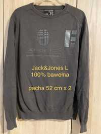 Jack & Jones L szary sweter męski sweter bluzka bawełna nadruk Vintage